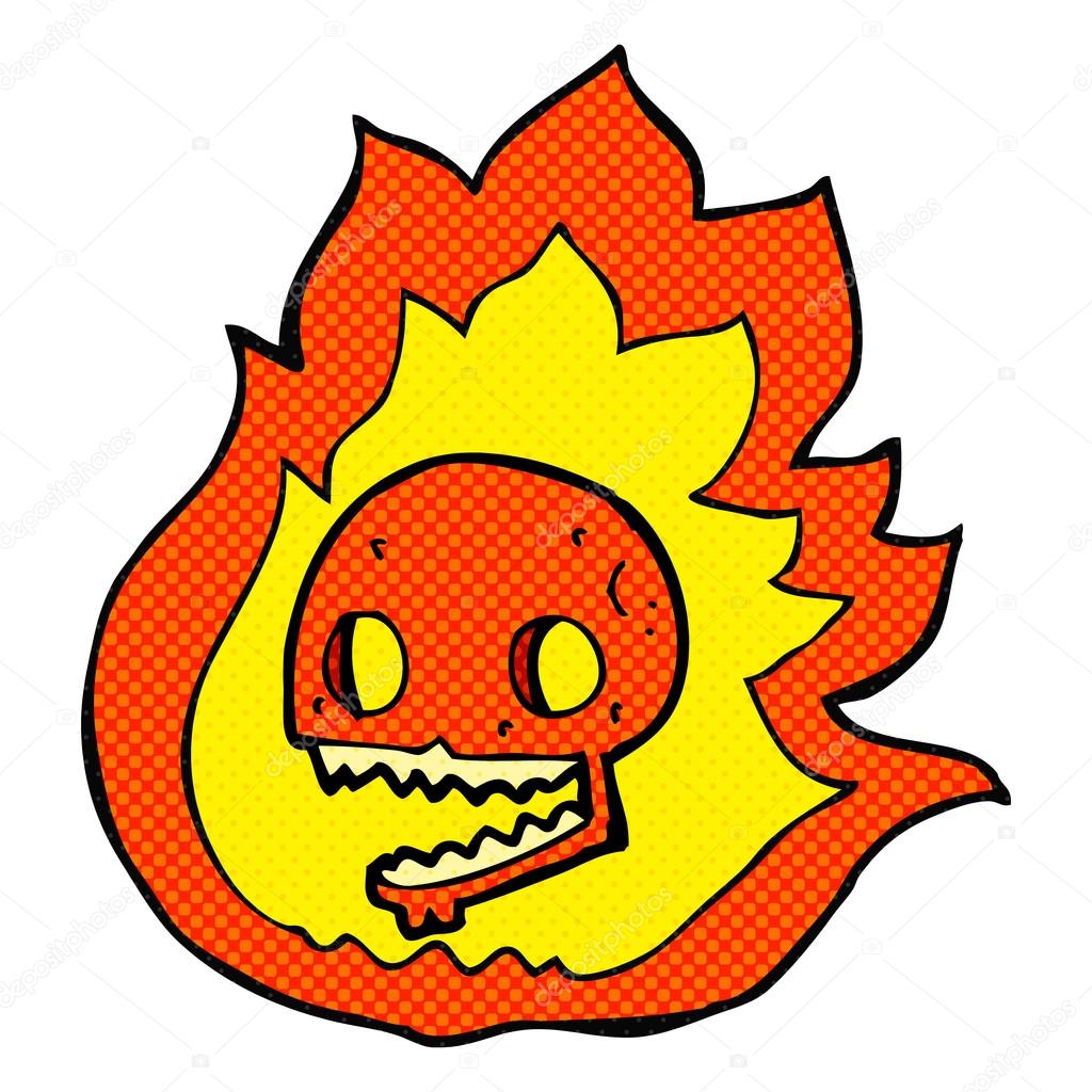 Freehand Drawn Comic Book Style Cartoon Burning Skull Premium Vector In Adobe Illustrator Ai Ai Format Encapsulated Postscript Eps Eps Format