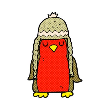 çizgi film robin giyen kış şapka