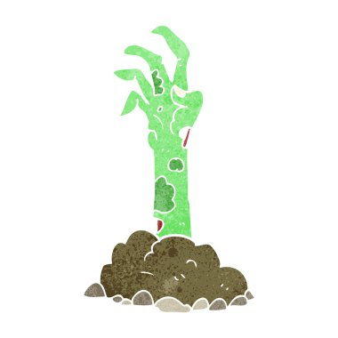 yerden yükselen retro çizgi film zombi el