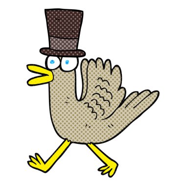 Silindir şapka karikatür ördek