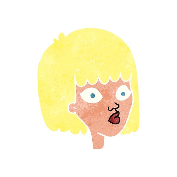 Retro tecknade kvinnliga ansikte — Stock vektor