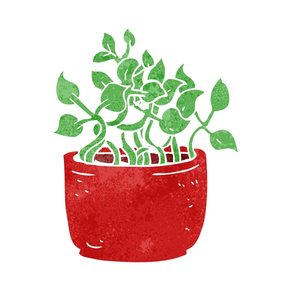 Planta de la casa de dibujos animados retro — Vector de stock