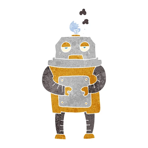 Robot roto de dibujos animados retro — Vector de stock