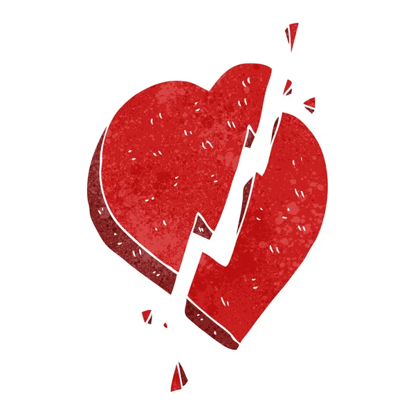 Caricature rétro coeur brisé symbole — Image vectorielle