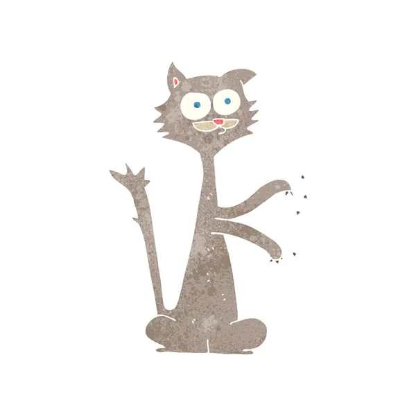 Rétro dessin animé chat grattage — Image vectorielle