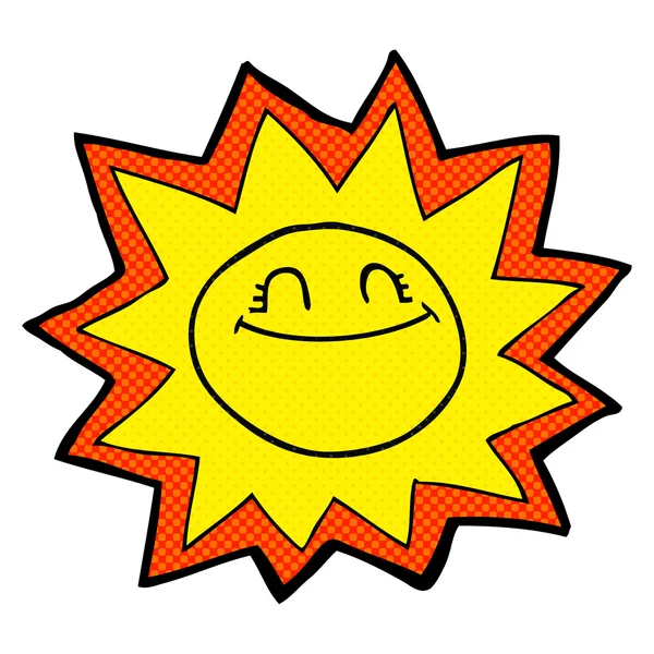 Happy comic book style cartoon sun — Stock Vector