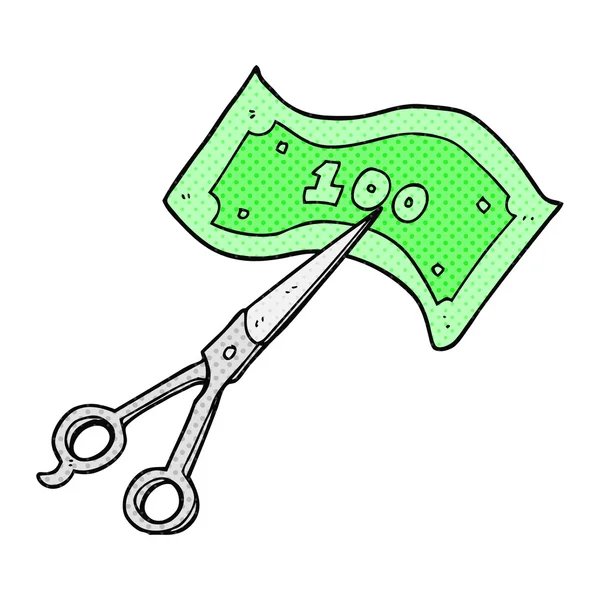 Komiks kreslený styl Nůžky sekací peníze — Stockový vektor