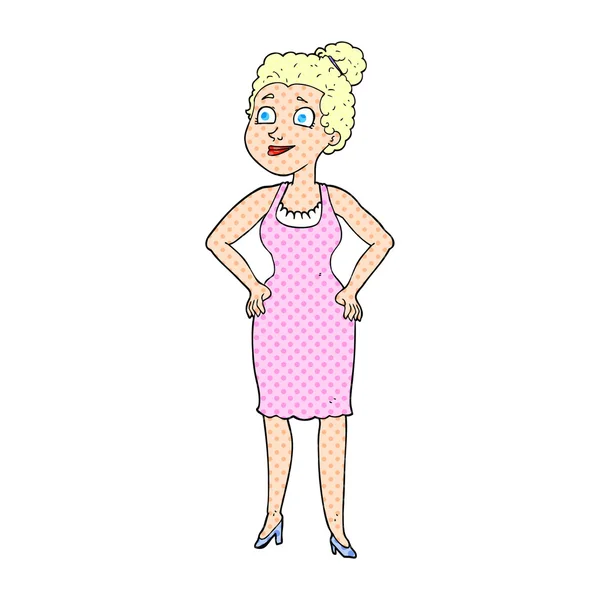 Cartoon vrouw dragen jurk — Stockvector