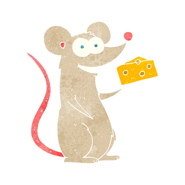 Retro cartoon mouse with cheese — Stock Vector