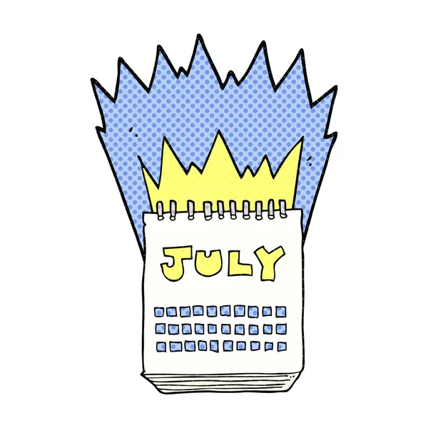 Карикатурный календарь, показывающий июль месяц — стоковый вектор