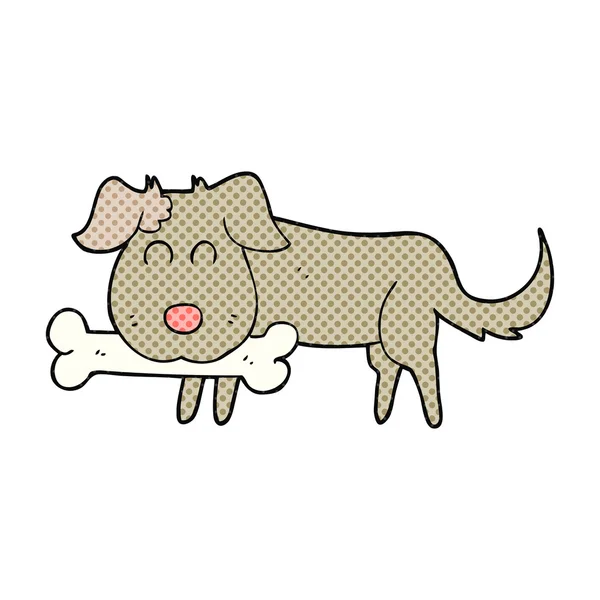 Perro de dibujos animados con hueso — Vector de stock