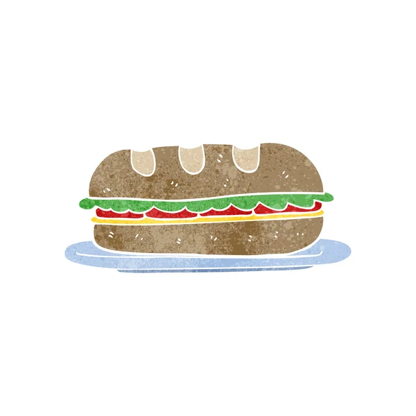 Retro dibujos animados sub sándwich — Vector de stock