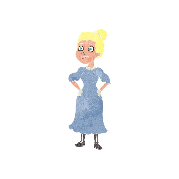 Rétro dessin animé victorienne femme en robe — Image vectorielle