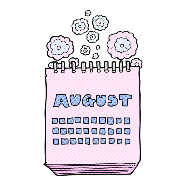 Γελοιογραφία ημερολόγιο με προβολή μήνα του Αυγούστου — Διανυσματικό Αρχείο