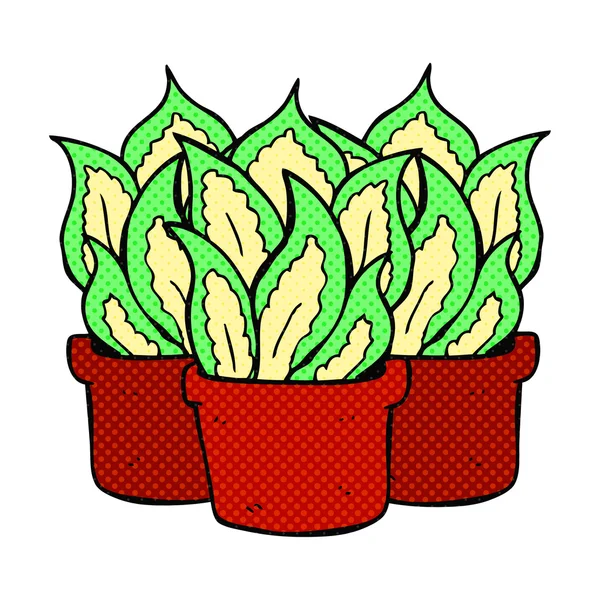 Plantas de la casa de dibujos animados estilo cómic — Vector de stock