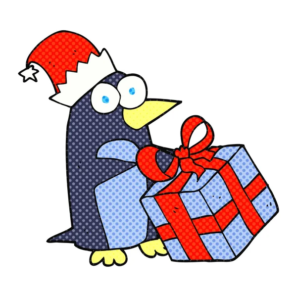 Cartoon christmas penguin — Stock Vector