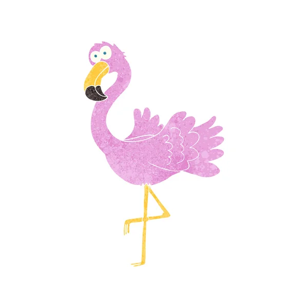 Flamingo retrô dos desenhos animados — Vetor de Stock
