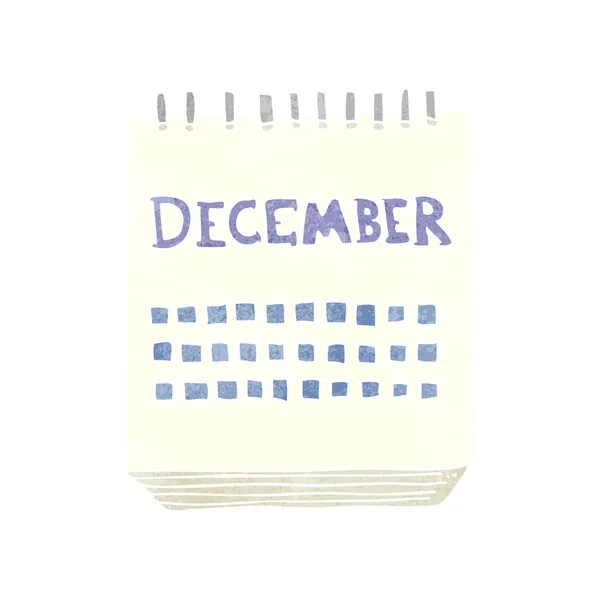 Calendarul desenelor animate retro care arată luna decembrie — Vector de stoc