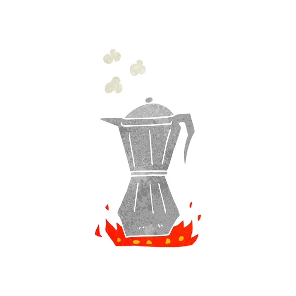 Retro dibujos animados estufa cafetera espresso — Vector de stock