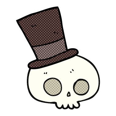 Silindir şapka giyen bir kafatası.