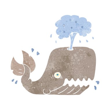 Retro karikatür balina spouting su