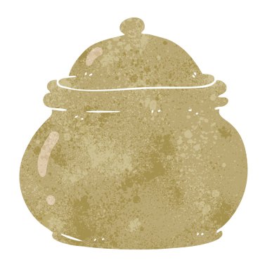 Retro çizgi film eski stil seramik tencere