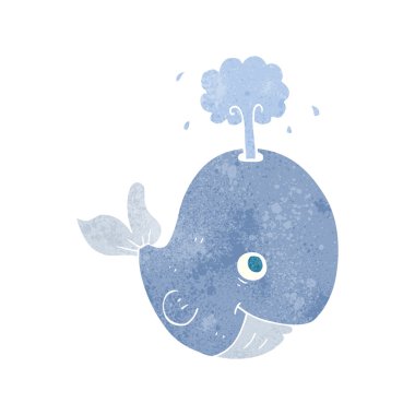 Retro karikatür balina spouting su