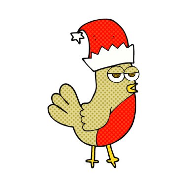 çizgi film robin Noel şapka içinde