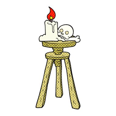 Çizgi Film ürkütücü kafatası ve mum