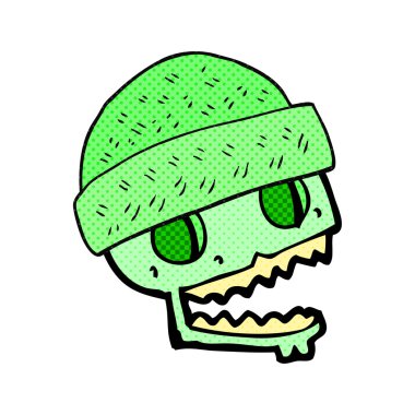 çizgi film kafatası giyen şapka