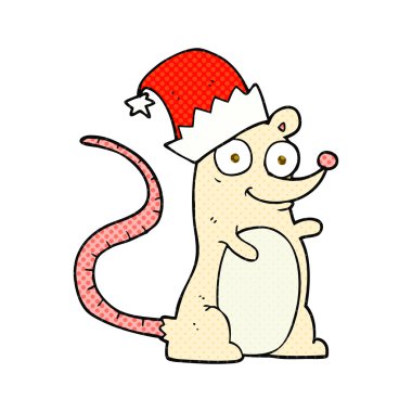 çizgi film fare giyen Noel şapka