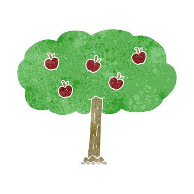 Retro karikatür elma ağacı