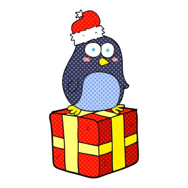 Noel penguen karikatür