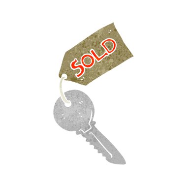 Retro çizgi film yeni evin anahtarı