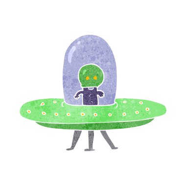 Retro karikatür uçan daire