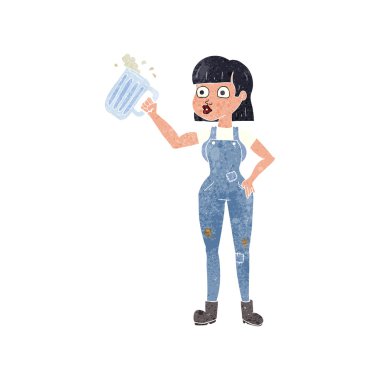 bira kadınla Retro çizgi film