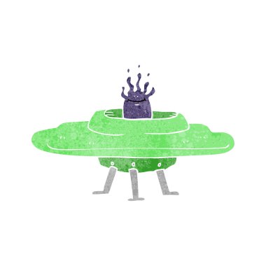 Retro karikatür uçan daire