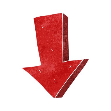 aşağı dönük retro karikatür oku