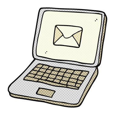 çizgi film dizüstü bilgisayar ekranındaki mesaj simgesiyle