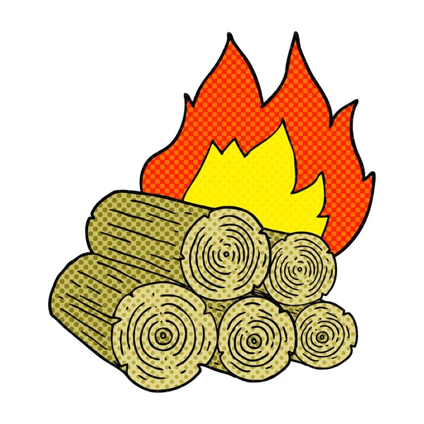 Cartoon burning logs — Stock Vector