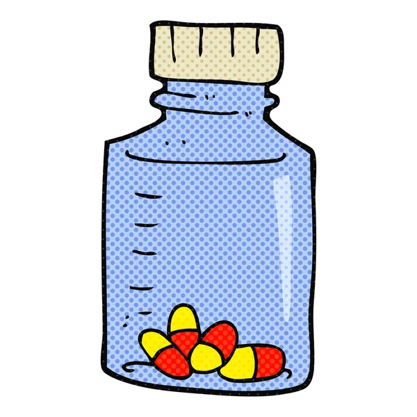 Frasco dos desenhos animados de comprimidos — Vetor de Stock