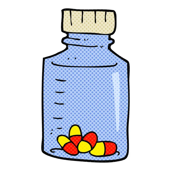 Tarro de dibujos animados de pastillas — Vector de stock