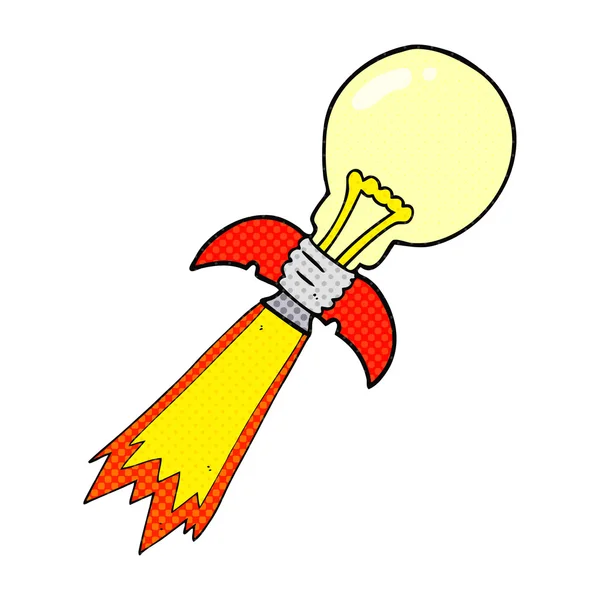 Γελοιογραφία lightbulb πύραυλο — Διανυσματικό Αρχείο