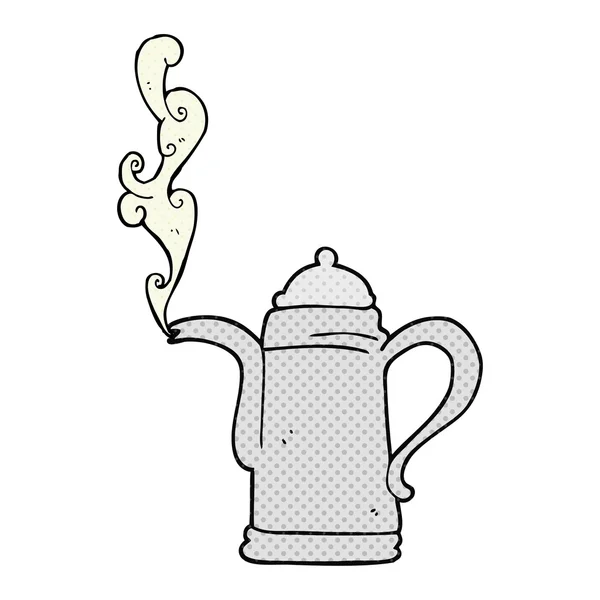 Cartoon steaming coffee kettle — Stock Vector