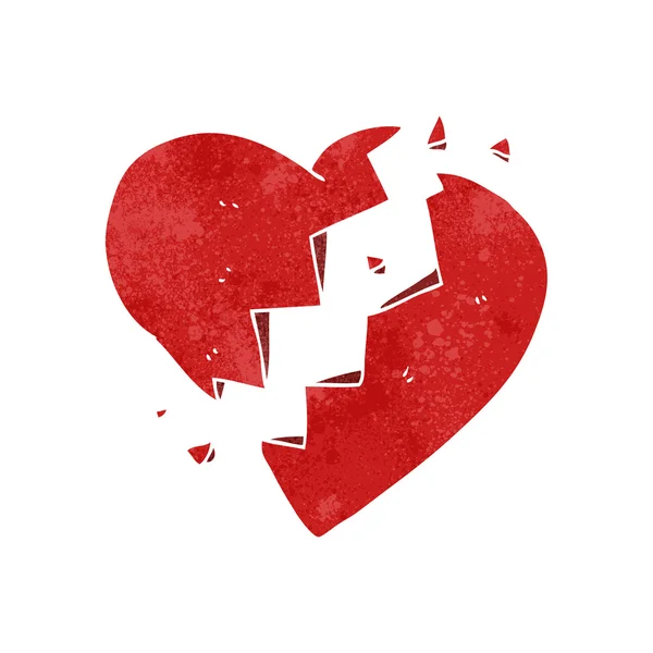 Dessin animé rétro coeur brisé — Image vectorielle