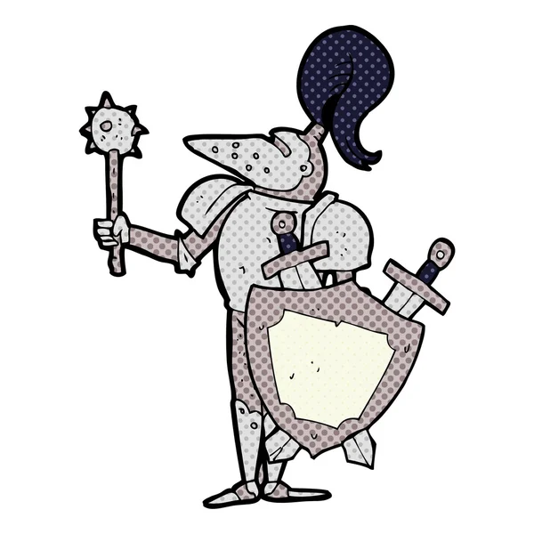 Cartoon medieval knight with shield — Stock Vector