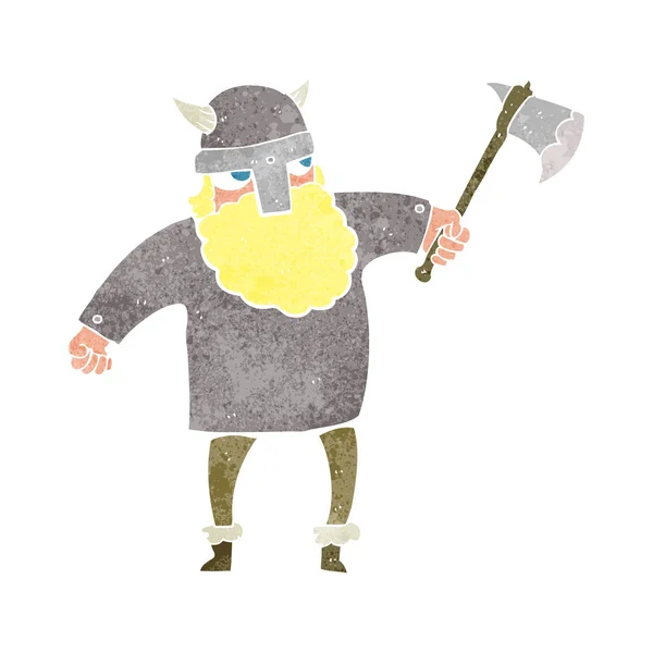 Retro cartoon viking warrior — Stock Vector