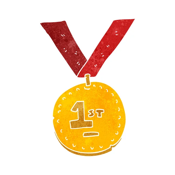 Retro cartoon first place medal — Stock Vector