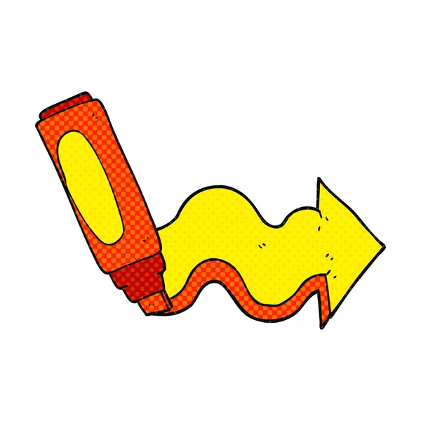 Cómic estilo caricatura rotulador pluma dibujo flecha — Vector de stock