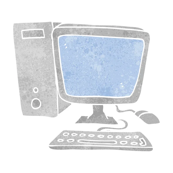 Retro computer desktop cartone animato — Vettoriale Stock